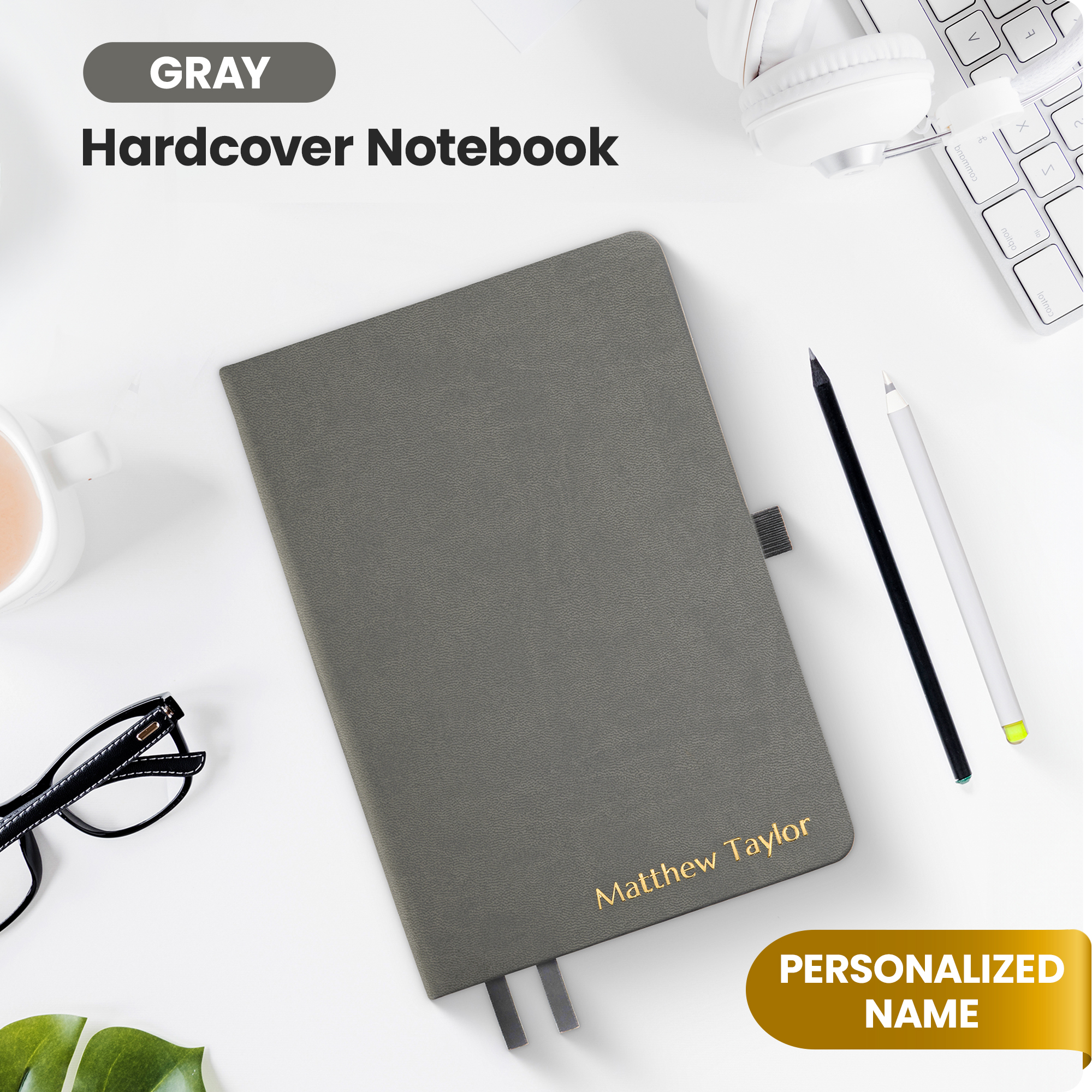 Personalized Journal Notebook - Gray